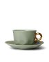 ESSENZA Sculpture Kaffee Tasse mit Untertasse Stone green