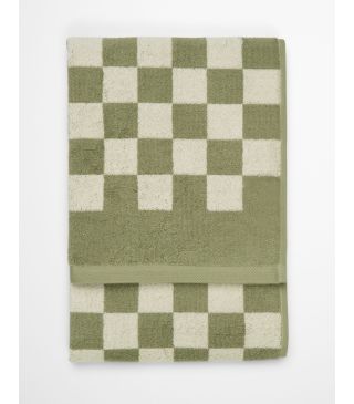 Marc O'Polo Checker Moss Green Handtuch 50 x 100 cm