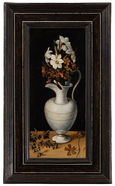 Narzissen, Immergrün und Veilchen in einem Krug - Ludger tom Ring de Jonge, um. 1562