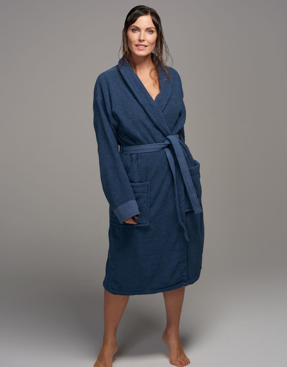 ESSENZA Connect Organic Uni Blau Bademantel M