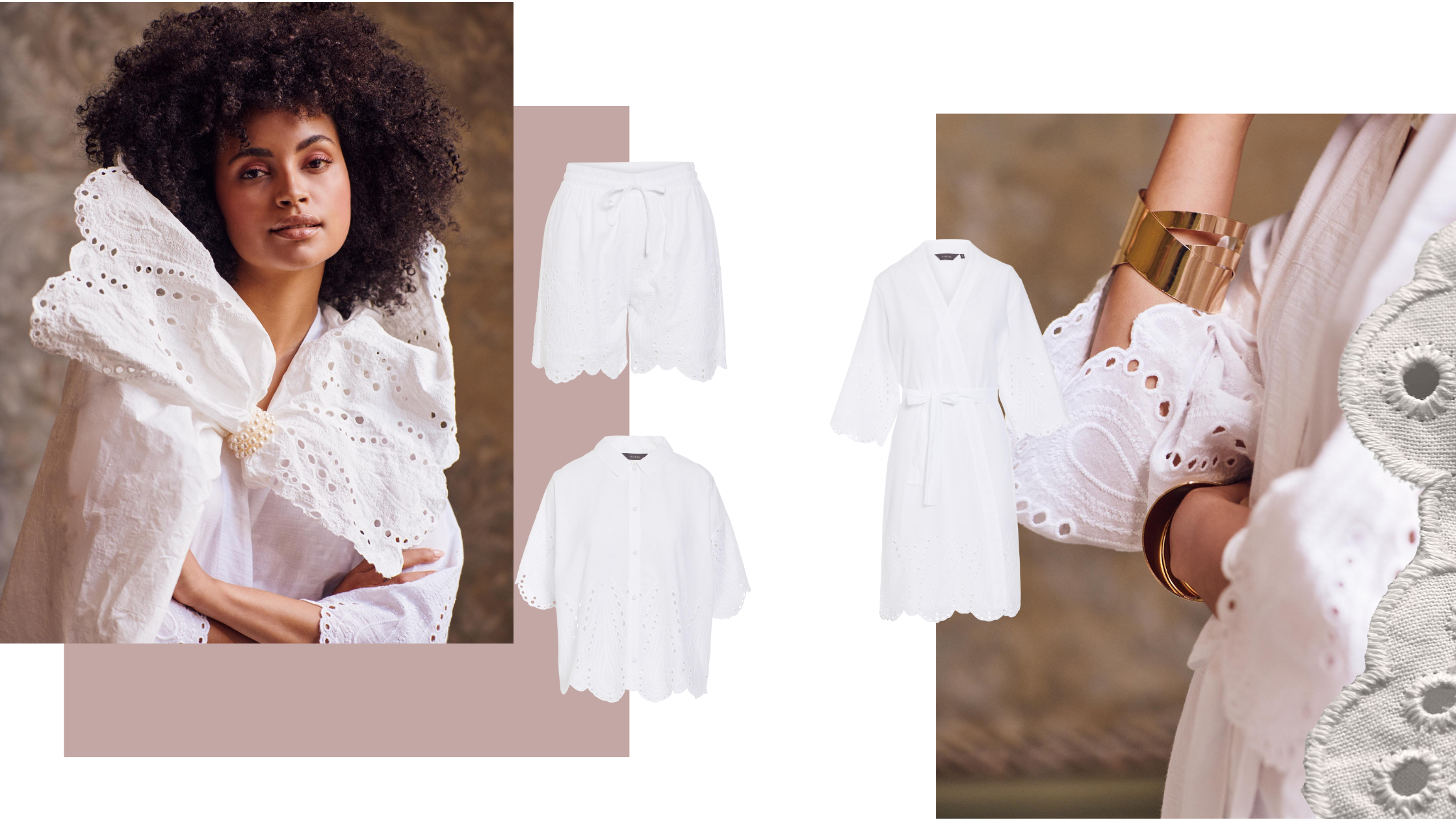 ESSENZA Suki Tilia Pure White Pyjamaoberteil 3/4 Ärmel XXL