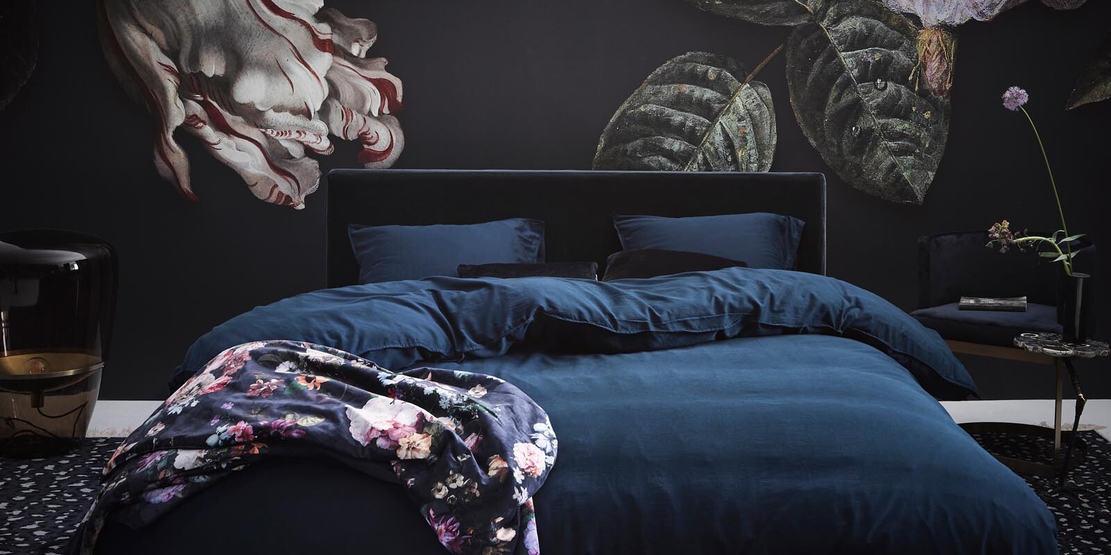 ESSENZA Fleur Nightblue Tagesdecke 180 x 265 cm