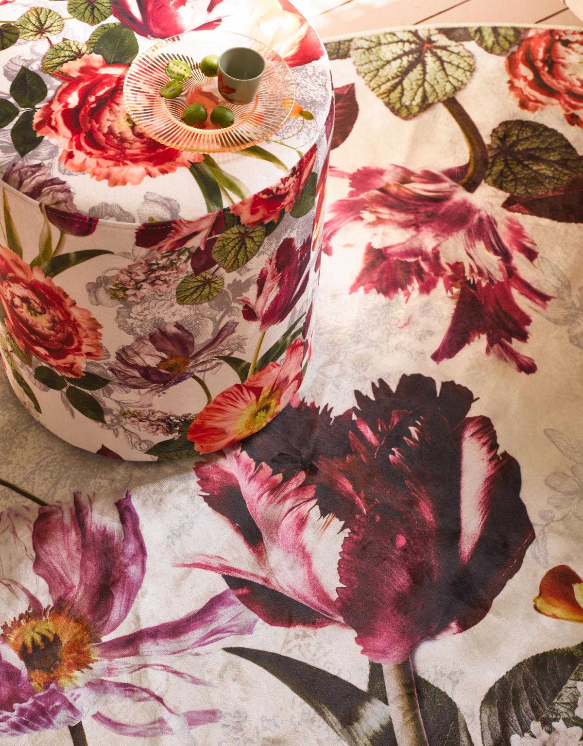 ESSENZA Scarlett Vanilla Samthocker 40 x 40 x 43 cm