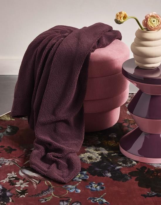 ESSENZA Teddy Plum wine Plaid 150 x 200 cm